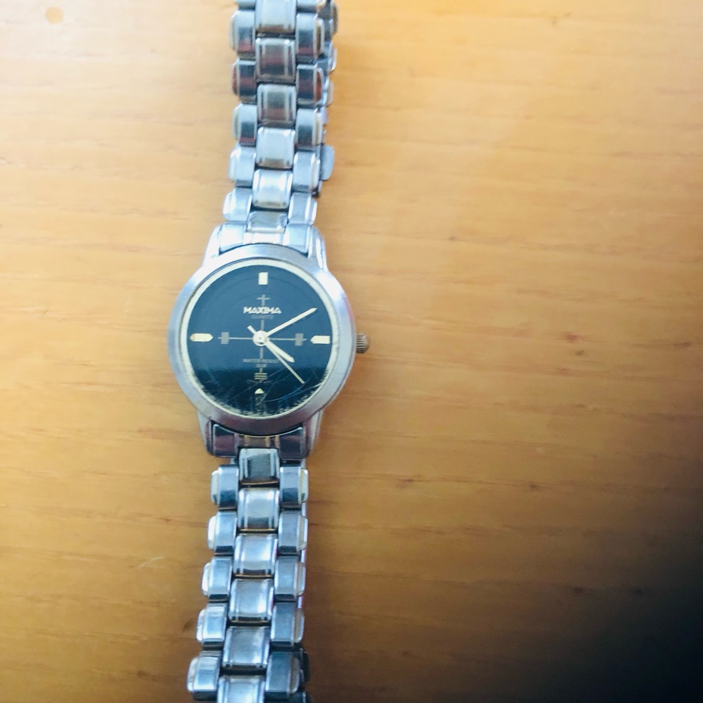 Maxima Classic Silver And Black Timepiece Maxima Classic Silver And Black Timepiece